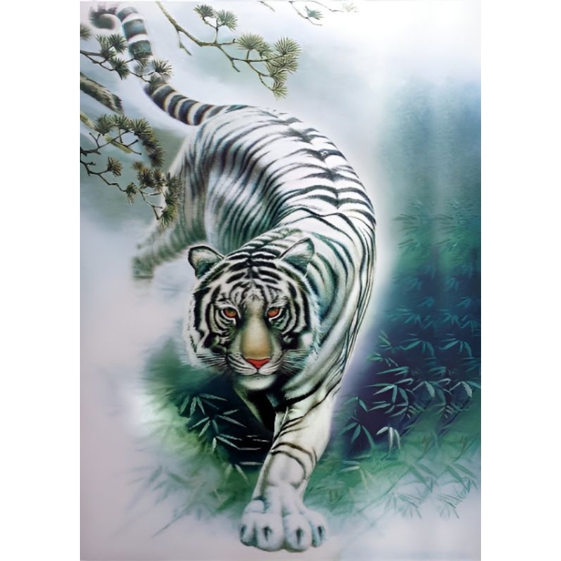 POSTER CETAK JUMBO,HARIMAU PUTIH, HIASAN DINDING BISA COD