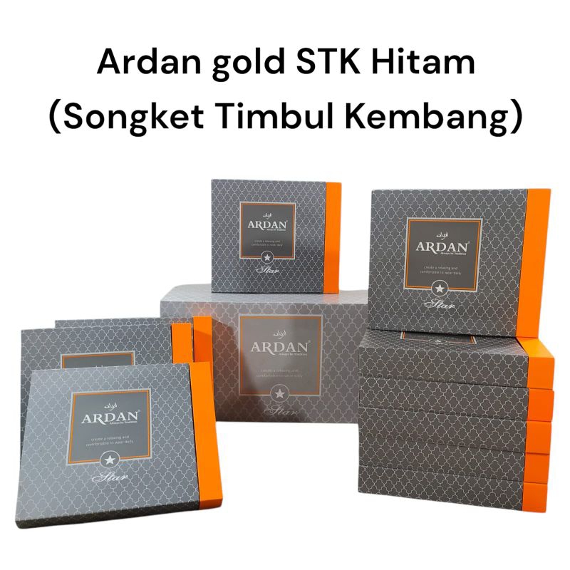 Sarung Ardan Gold Songket Timbul Kembang (STK) Hitam Ecer Grosir SN