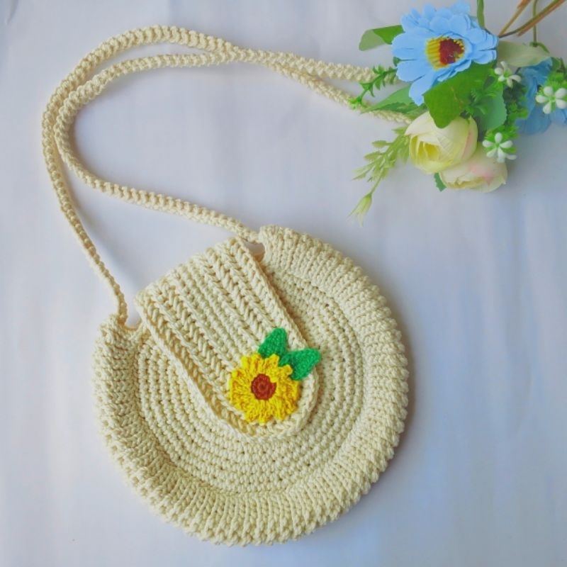 tas bulat rajut tas bulat lucu handmade rajutan tangan