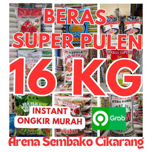 

(INSTANT ONGKIR MURAH) PROMOO BERAS SUPER PULEN 16 KG ARENA SEMBAKO CIKARANG