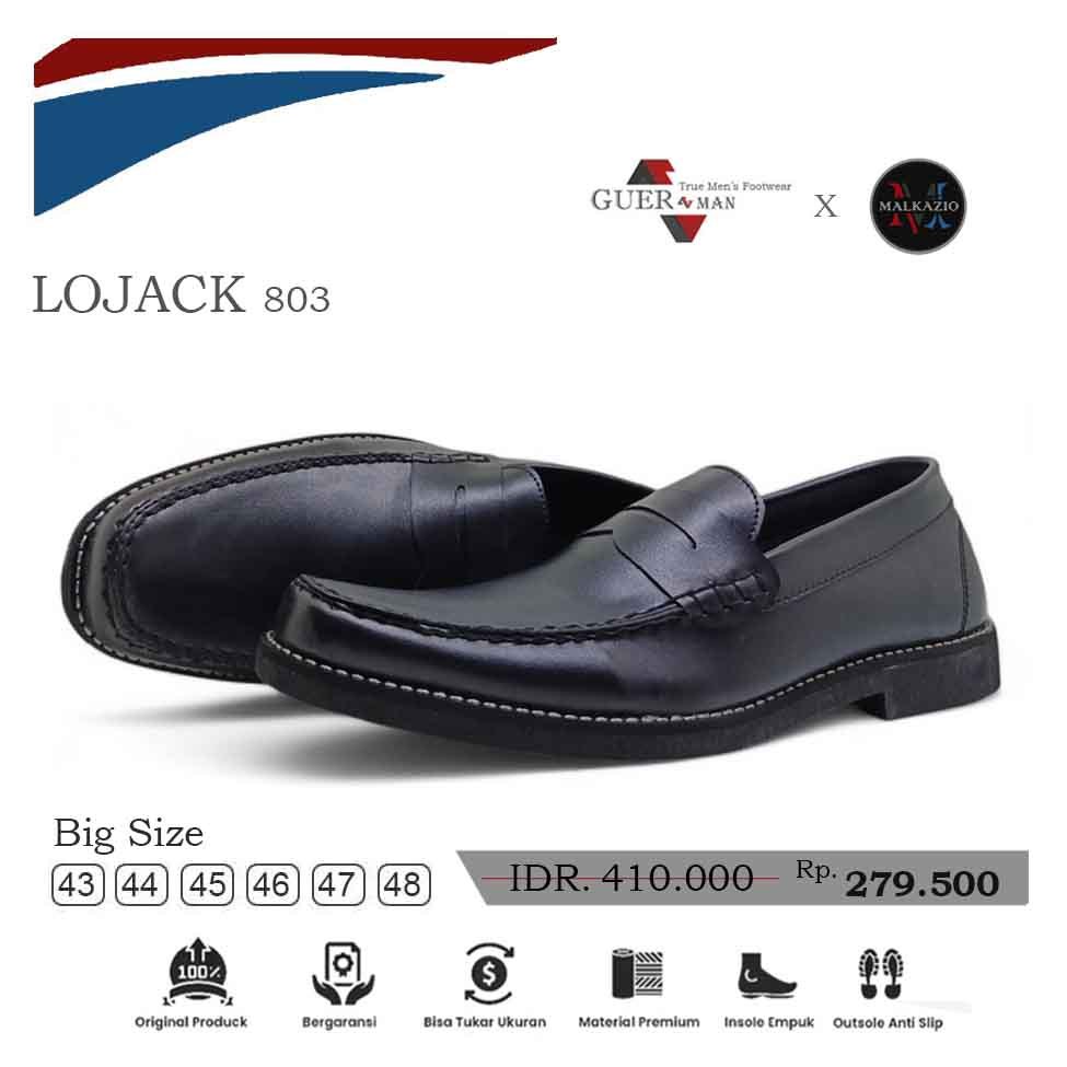 Sepatu Pantofel Loafer Pria Lojack 803 Black - Big Size 44 45 46 47 48