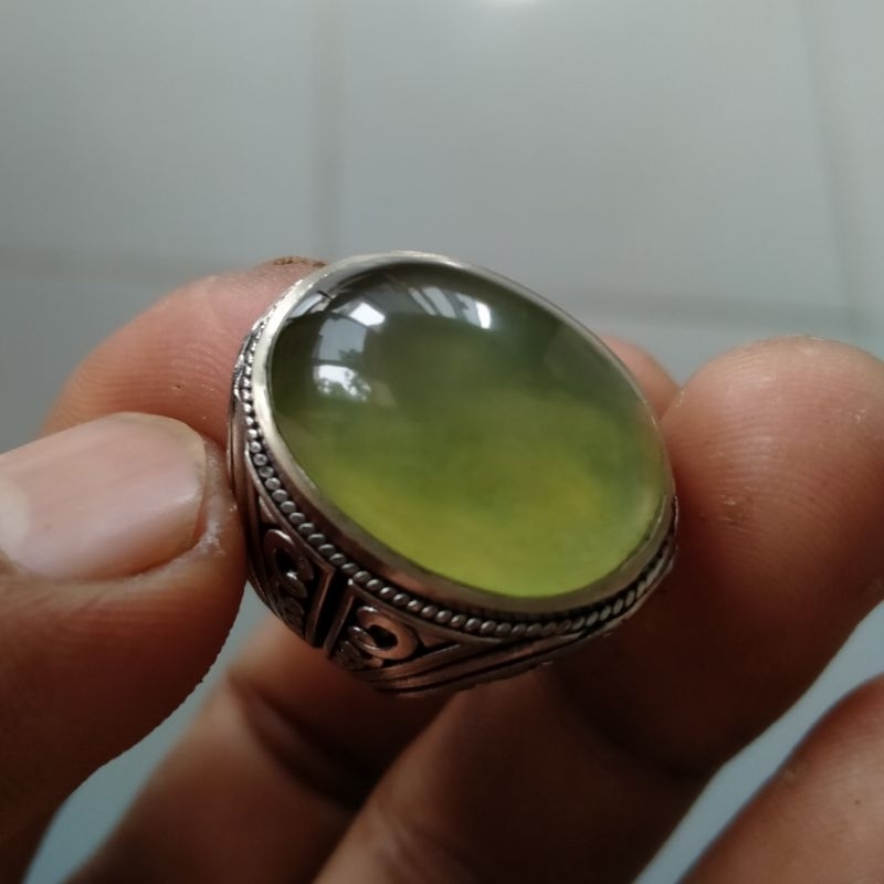 cincin batu giok aceh hijau pucuk pisang natural idocrase