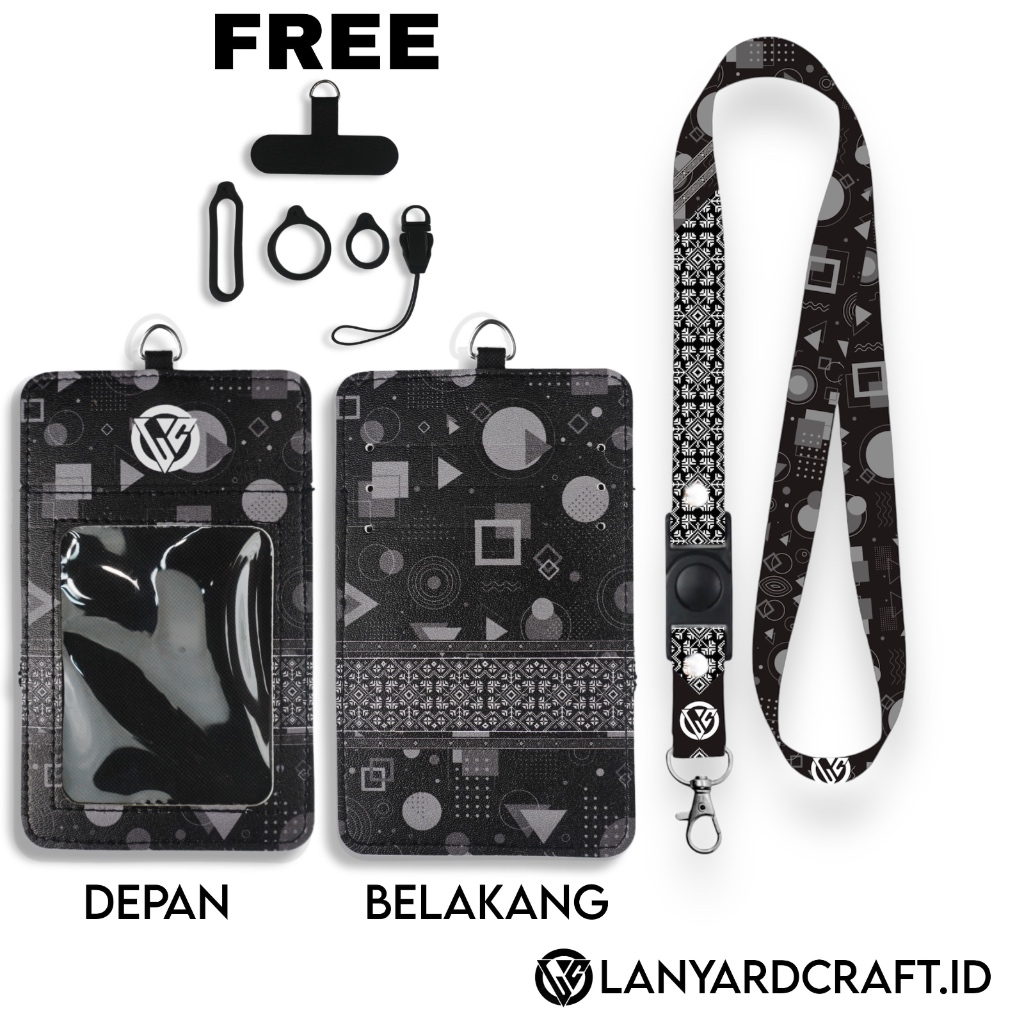 

Lanyard Craft Holder ID Card Kulit Printing UV Various type - Geometric Series V1