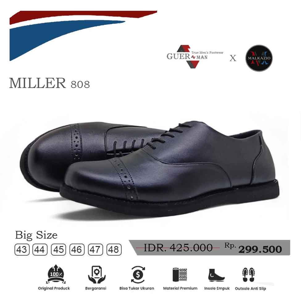 Sepatu Pantofel Pria Miller 808 Oxford Full Black - Big Size 44 45 46 47 48