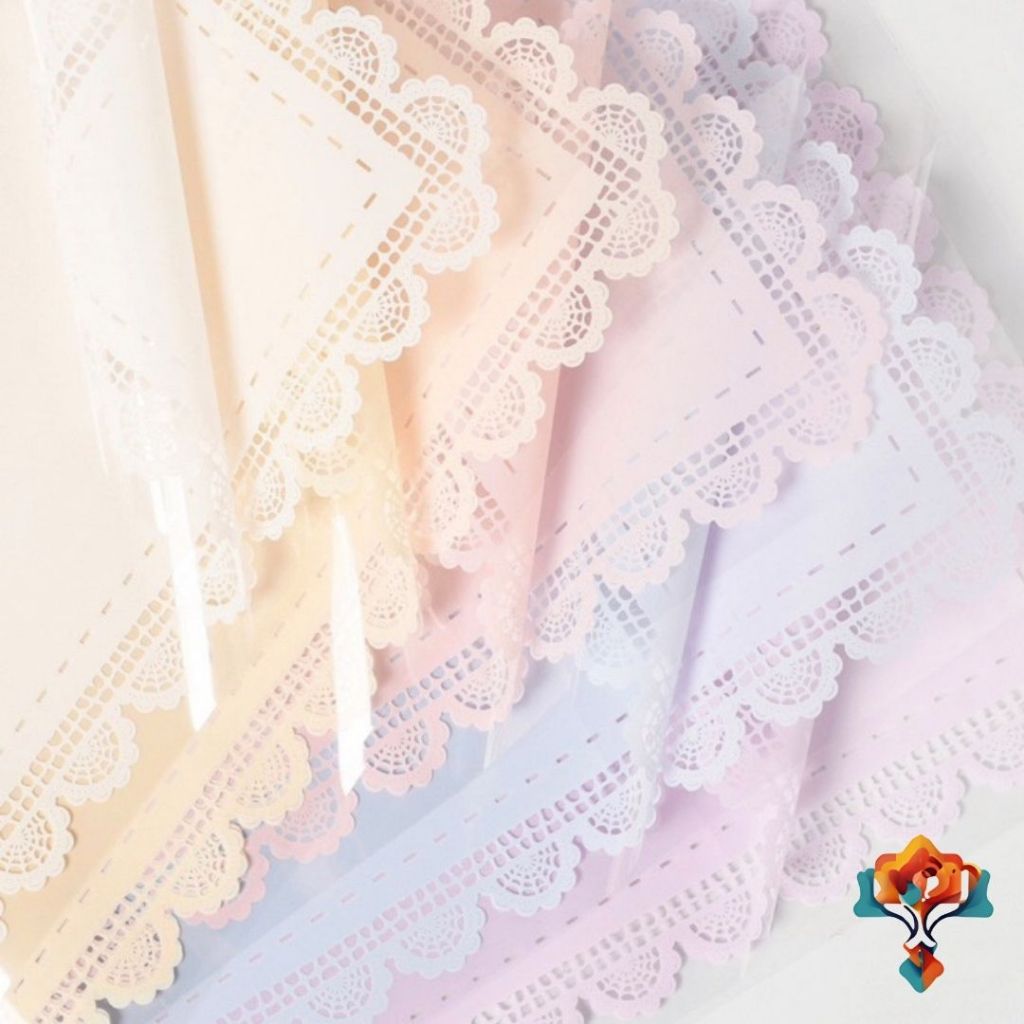 

5 Lembar Motif Renda Cellophane Buket Flower Wrapping Lace Border