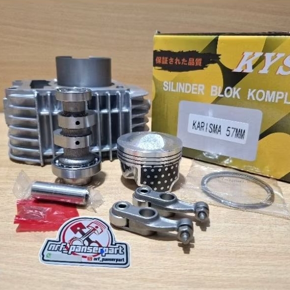 PAKET BLOK SEHER KHARISMA X 125 KPH 56 57 MM//BORING SET BORE UP NOKEN AS/CAMSHAFT+PLATUK KLEP RRA R