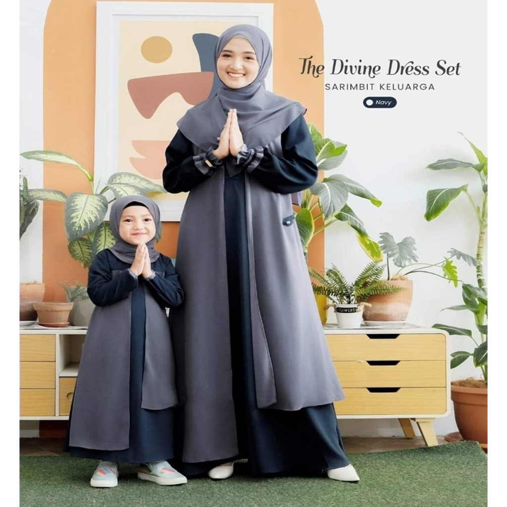 Gamis couple ibu dan anak/Baju muslim anak/Model terbaru 2025/Gamis syari set hijab