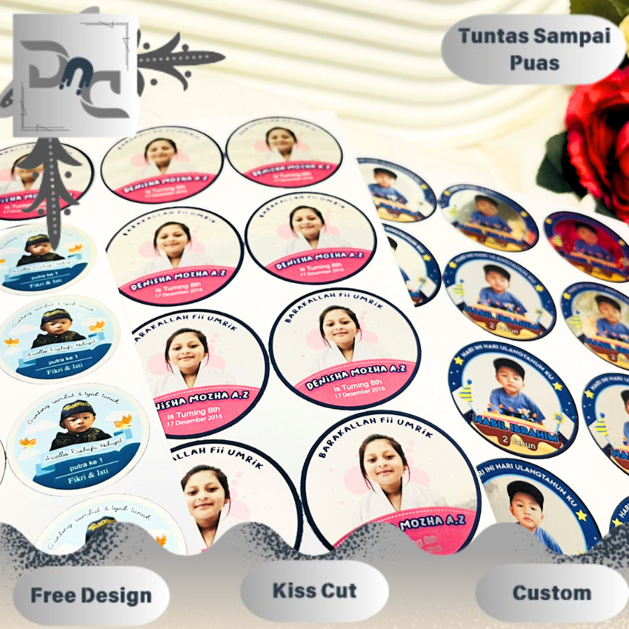 

2-4 Stiker Gold/ Silver Ulang Tahun Anak Bentuk Bulat Label Sticker Undangan Happy Birthday Dnd