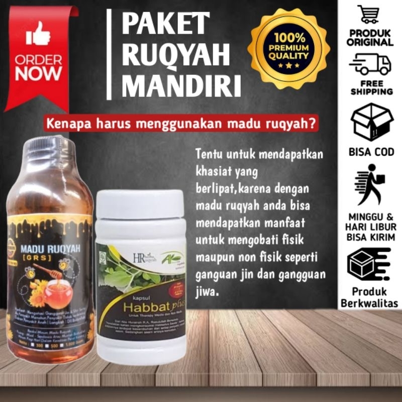 

Madu Ruqyah Plus Kapsul Habbat Plus Zaitun dan Bidara