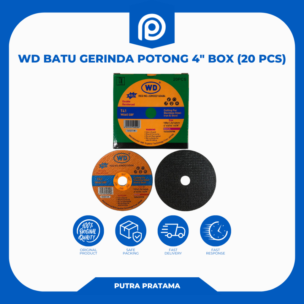 WD BATU GERINDA POTONG 4" BOX (20 PCS) | WD Batu Gerinda Potong | WD Gerinda | Batu Potong WD