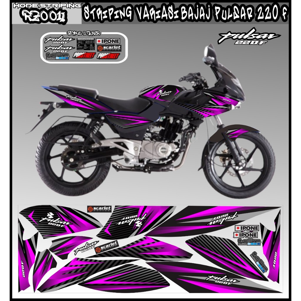stiker motor bajaj  striping pulsar 220f decal pulsar bajaj india