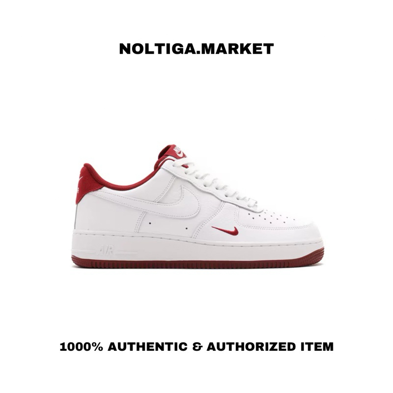 NIKE AIR FORCE 1 07 LV8 WHITE/WHITE-TEAM RED ORIGINAL RESMI
