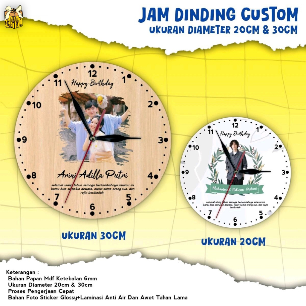 sembuhart Jam Dinding Custom Cocok Buat Hadiah/Kado Ultah, Kado Wisuda, Kado Anniversary, Kado Perni