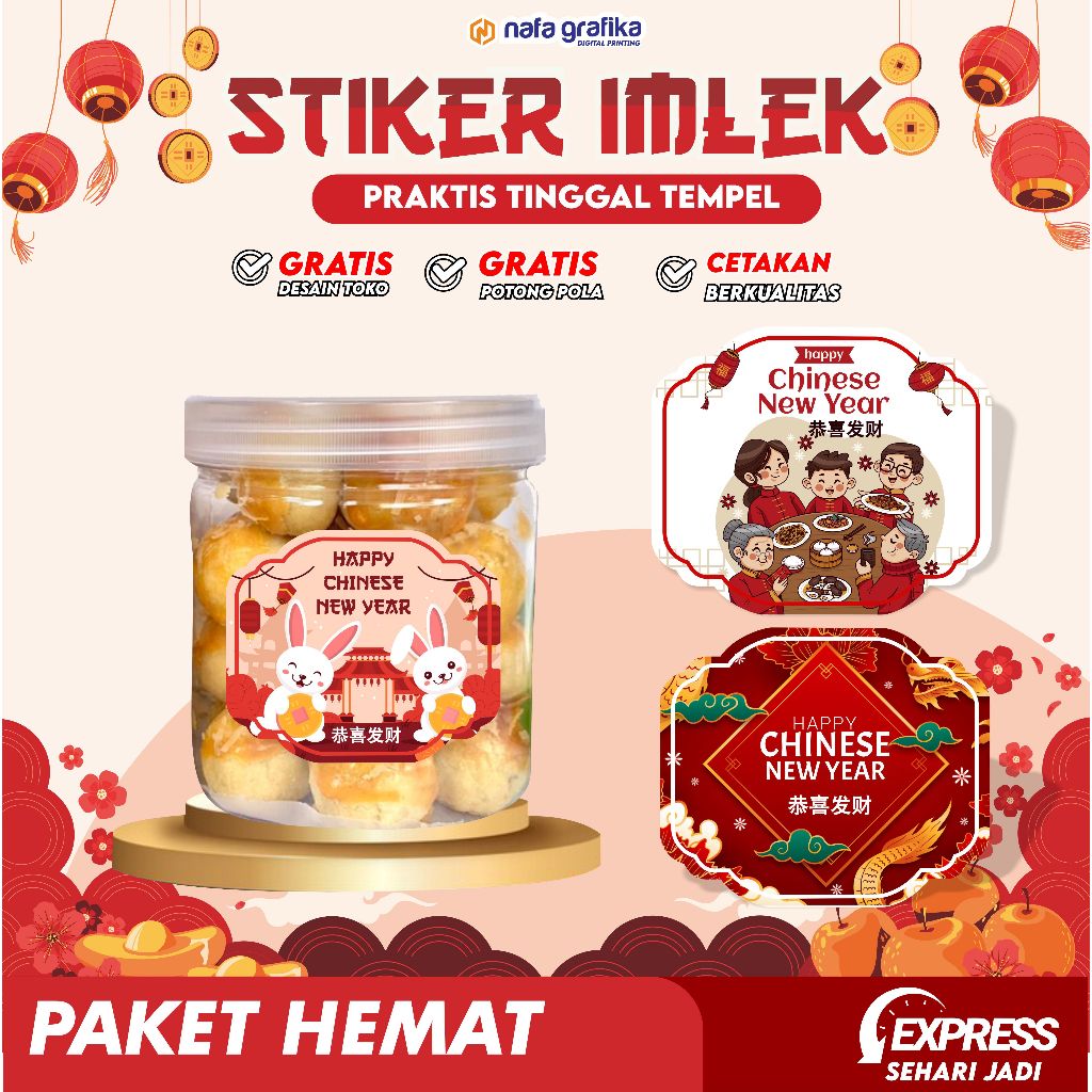 

Sticker Imlek Stiker Toples Cookies Kue Hampers Chinese New Year Sudah Cutting Elegan Murah