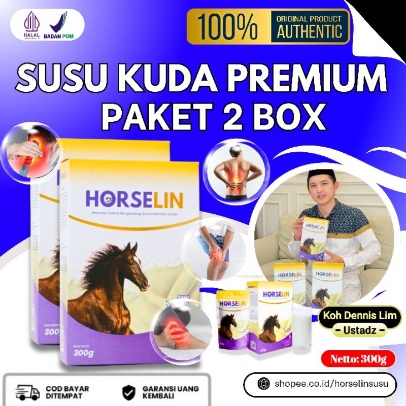 

Paket 2 BOX HORSELIN Susu Kuda Liar Premium Asli Sumbawa Atasi Persendian Tulang Otot Original 300GR