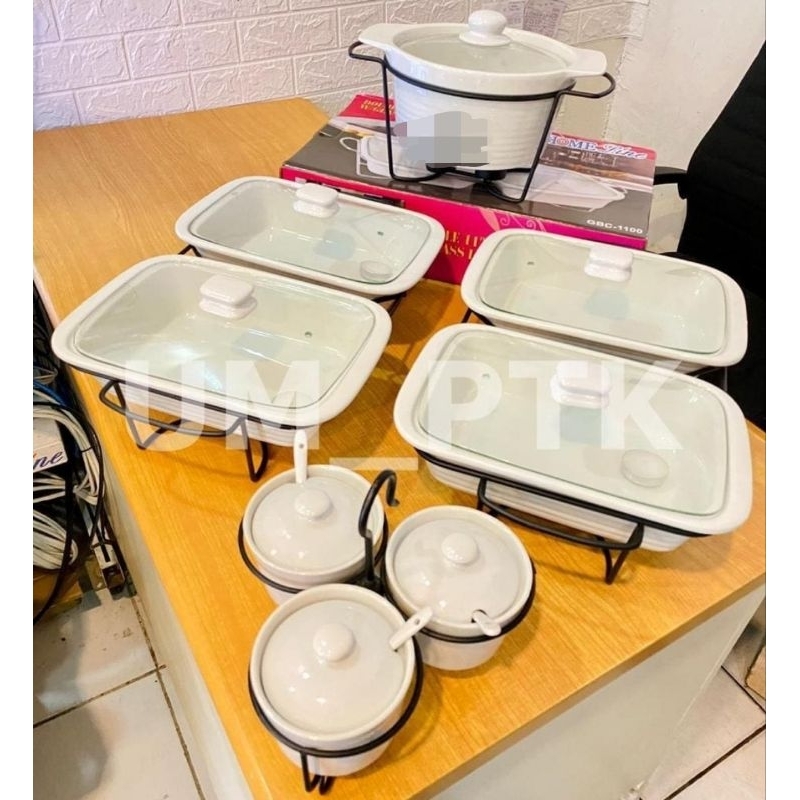 FREE PAKING KAYU prasmanan keramik set polos putih