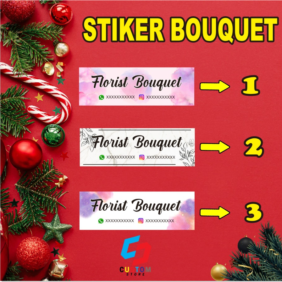 

[100pcs] stiker buket stiker bouquet ukuran 6x2cm stiker brand bouquet