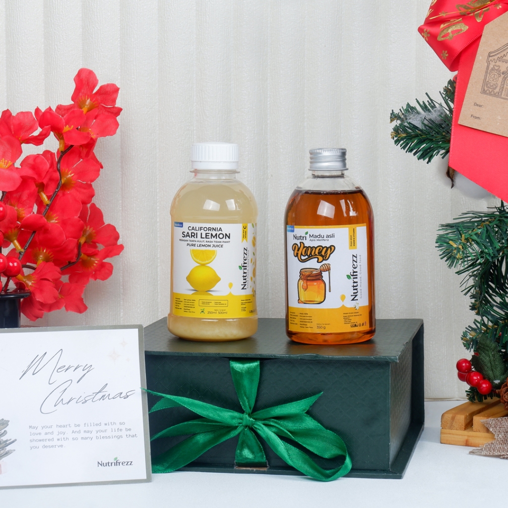 

Nutrifrez Hampers Natal Cuka Apel Madu Multiflora Sari Lemon Sari Nipis Cuka Nanas 350gr 250ml