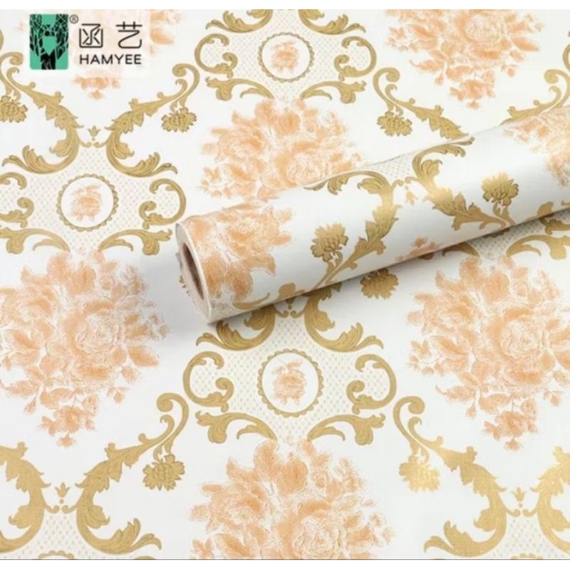 Wallpaper Dinding Ruang Tamu Motif Batik Kuning Coklat Wallpaper Dinding Kamar Tidur Motif Batik