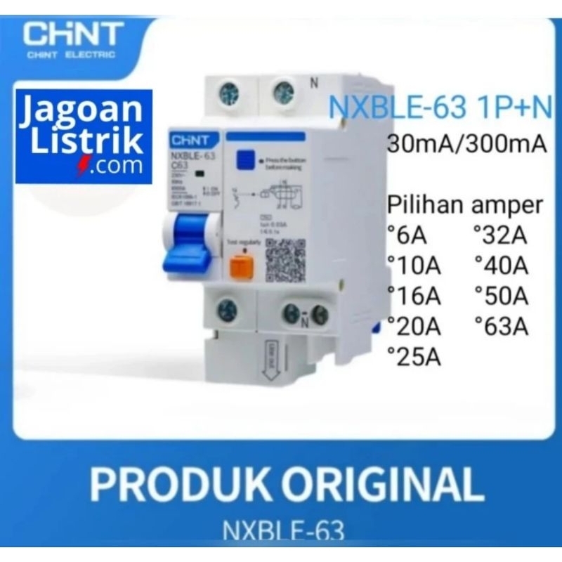Rccb / Elcb / Rcbo Chint Nxble-63 1P+N 6Ka30Ma/300Ma 6A 10A 16A 20A 25A 32A 40A 50A 63A Chint