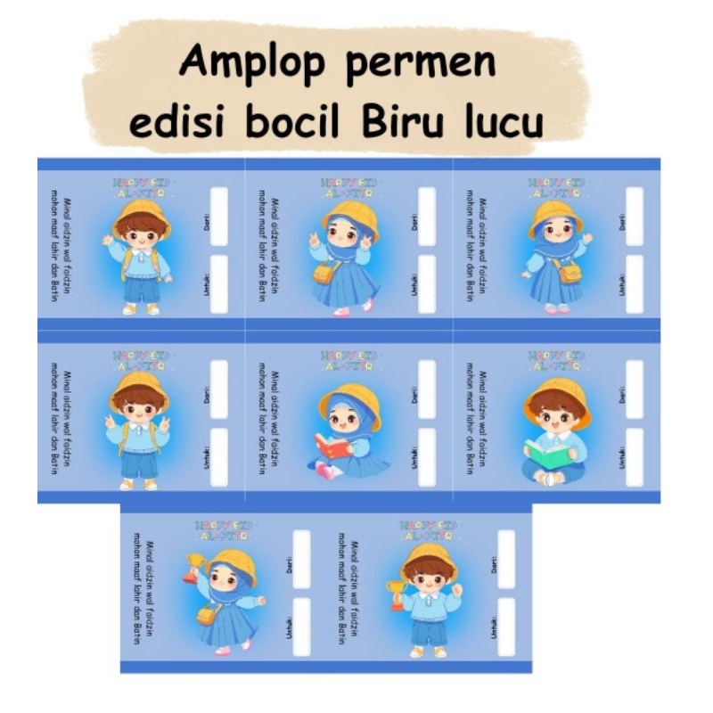 

Amplop lebaran permen motif bocil biru lucu