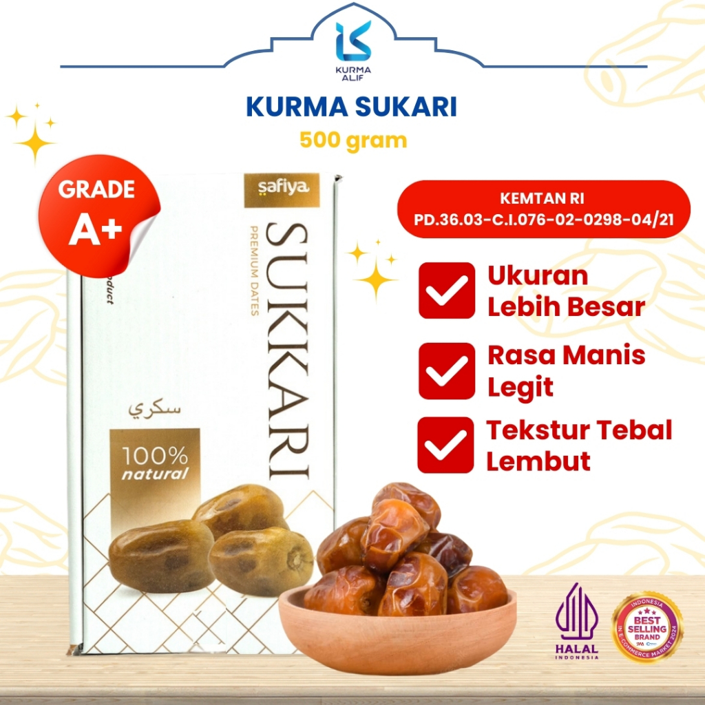 

Kurma Sukari | Kurma Raja 500 Grams Manis Lembut Premium