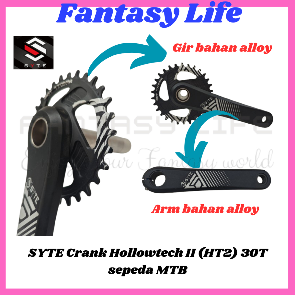 Fantasy Crank SYTE Hallowtech II HT2 30T bahan alloy Sepeda MTB