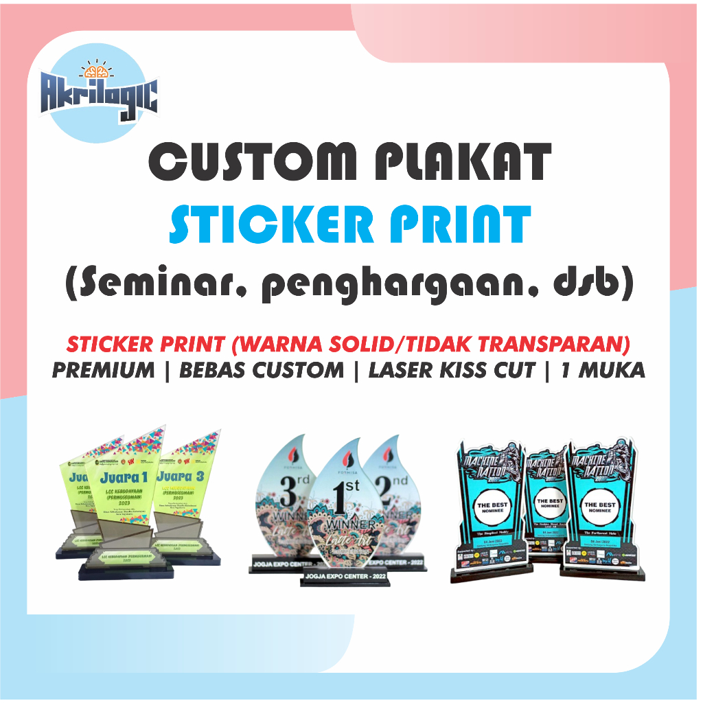 CUSTOM PLAKAT STICKER PRINT (Warna Solid/Tidak Transparan) | PLAKAT SEMINAR | PLAKAT PENGHARGAAN