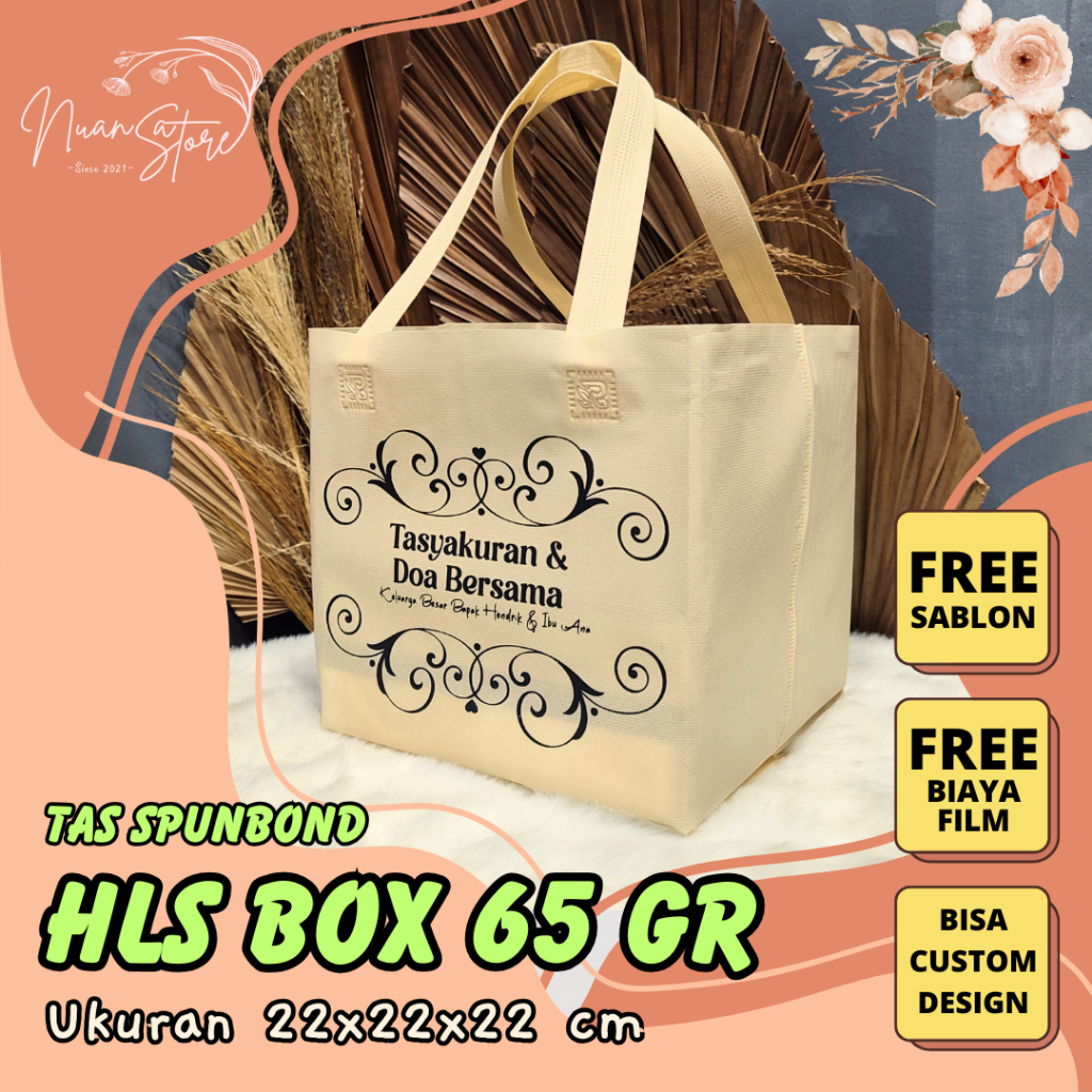 

[ FREE SABLON ] Tas Spunbond Box Handle Lipat Samping Tas Kotak Makanan Goodie Bag 65 Grm Ukuran 22x22x22 cm Spunbondpro bag store