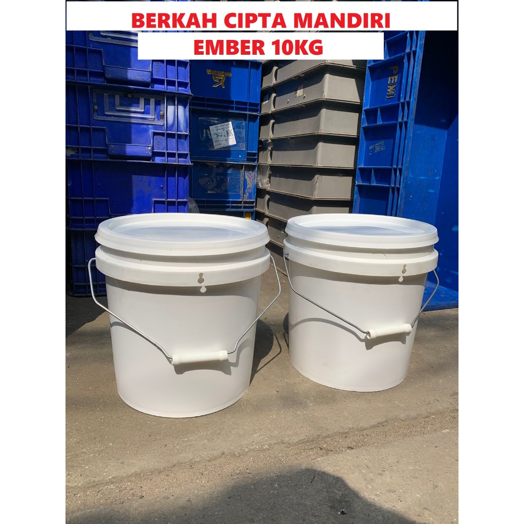 Ember Bekas Cat 10kg Ember Hidroponik 10L Pot Hidroponik Ada Tutup Warna Kuning Dan Putih