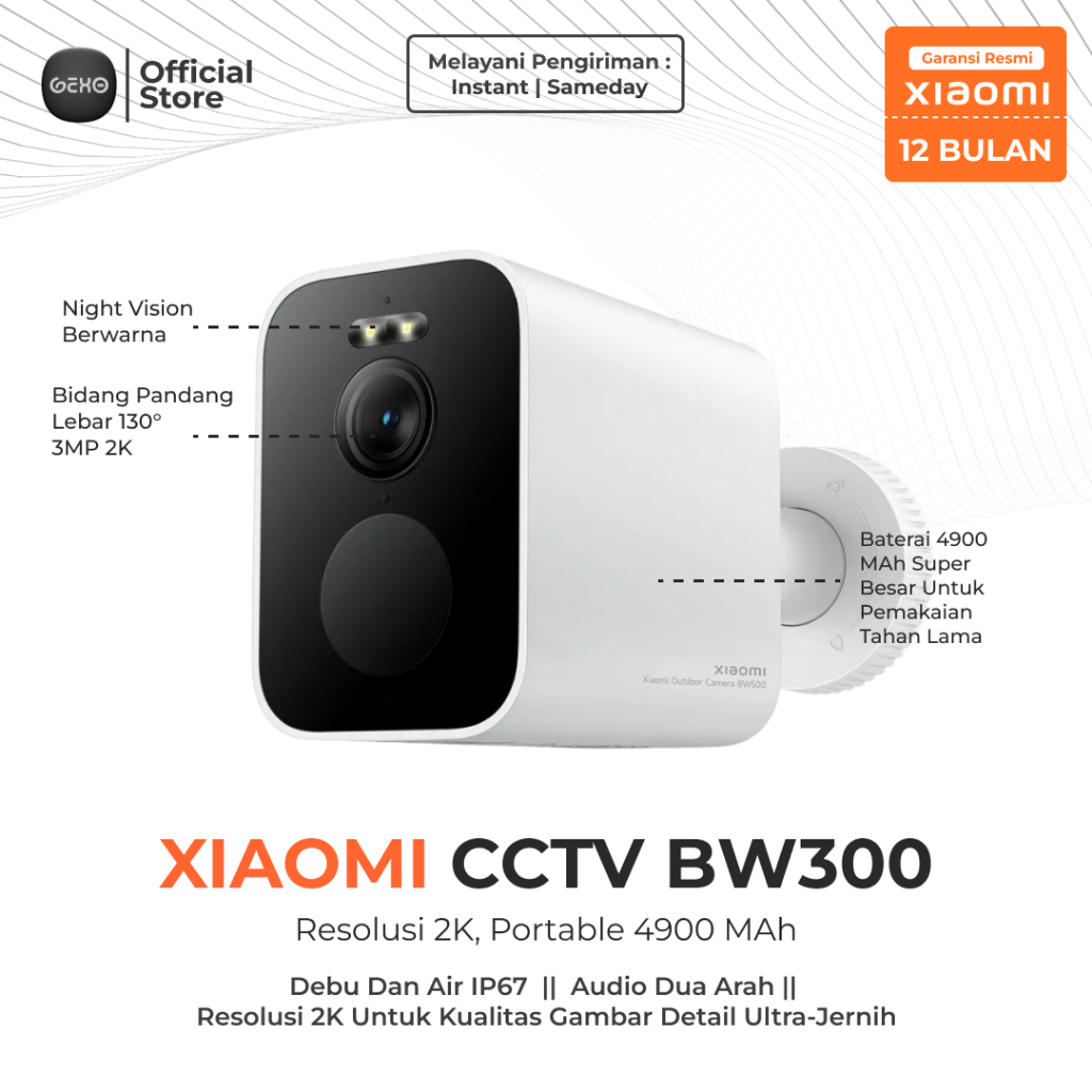 Xiaomi Outdoor Camera BW300 2K CCTV Outdoor WiFi IP67