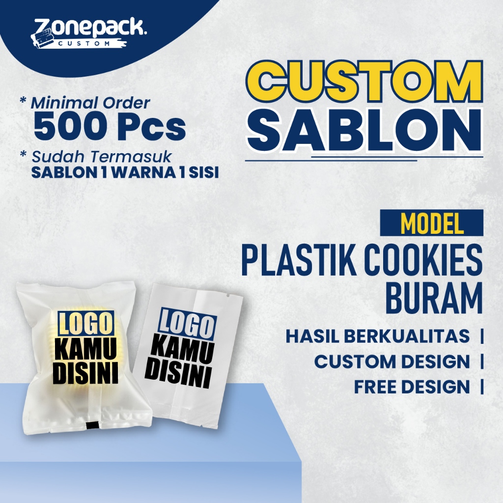 Sablon Plastik Cookies Buram | Sablon 1 Warna 1 Sisi Custom Free Desain
