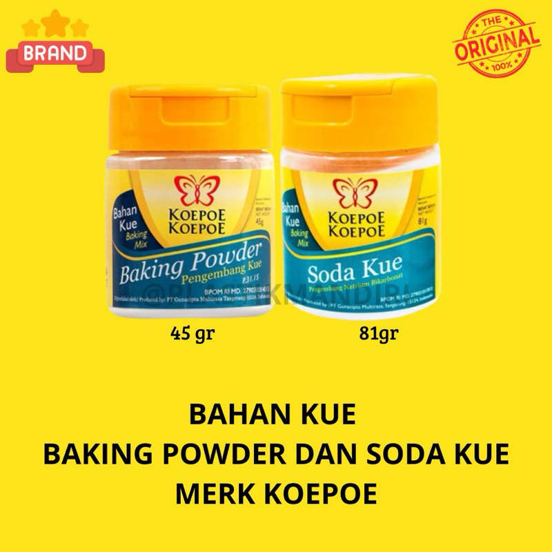 

BAHAN KUE, BAKING POWDER 45G & SODAKUE 81G MERK KOEPOE KOEPOE