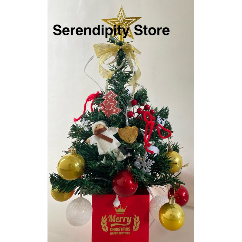 Pohon Natal Mini Lampu Meja Hiasan Lengkap | Mini Christmas Tree