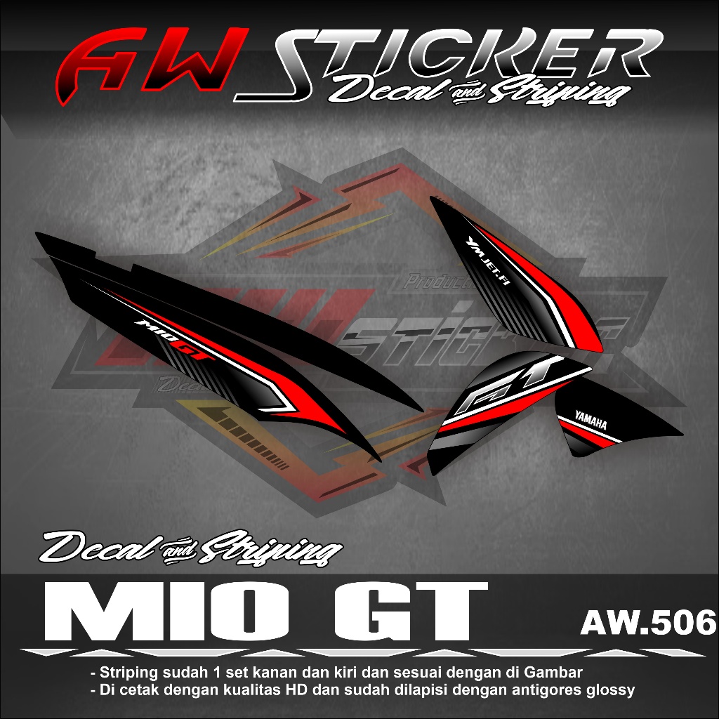 Stiker Striping MIO GT Variasi Desain Racing Simple , Stiker Mio GT AW-506
