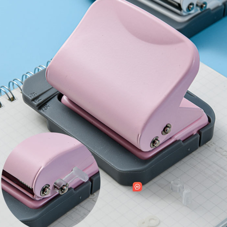 Pink / Biru Buku Catatan 6 Lubang Pelubang Bulat Mesin Pelubang Standar A4 A5 B5