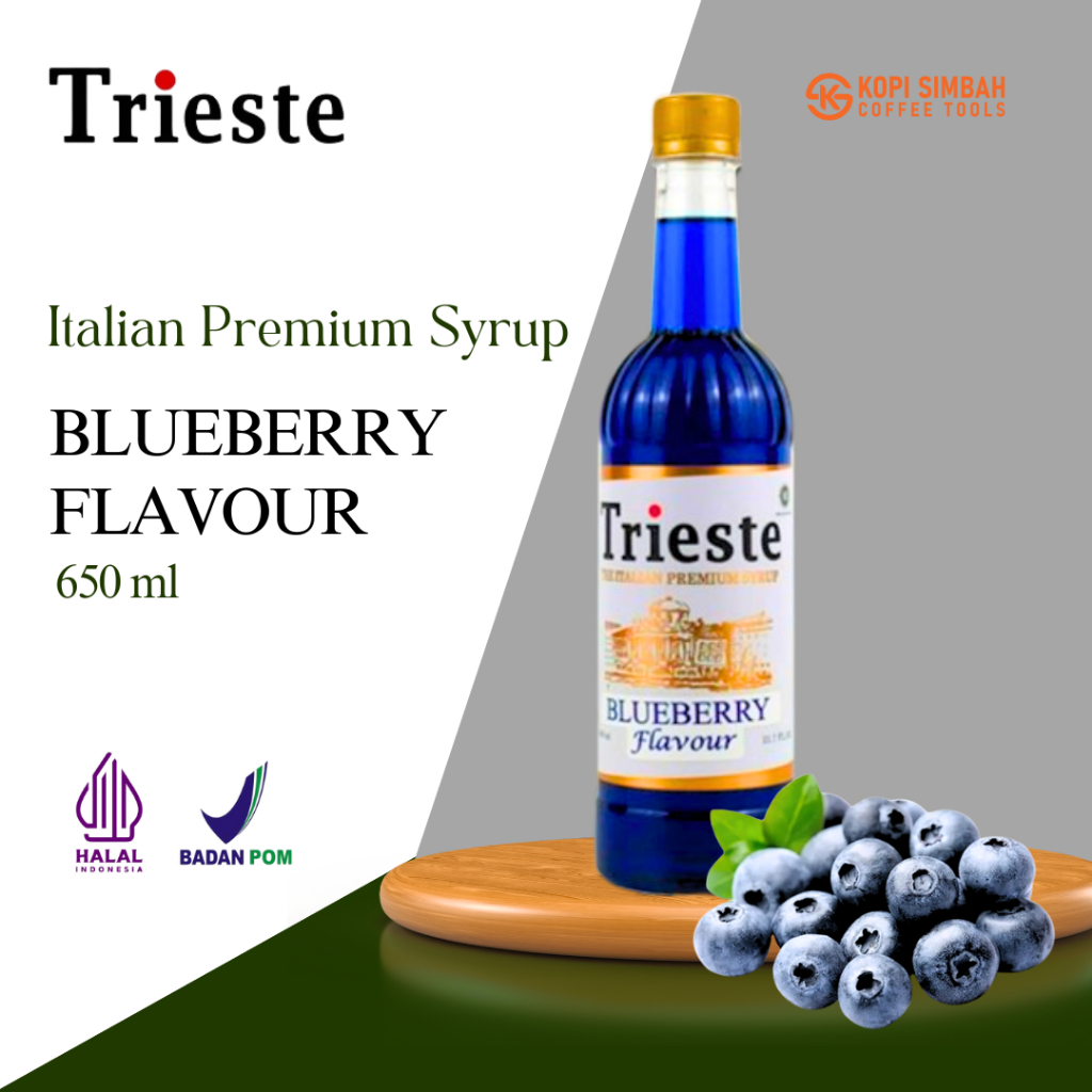 

Syrup TRIESTE Rasa BLUEBERRY 650ml Italian Premium Sirup Blue Berry Flavoured Minuman Bartender Kopi