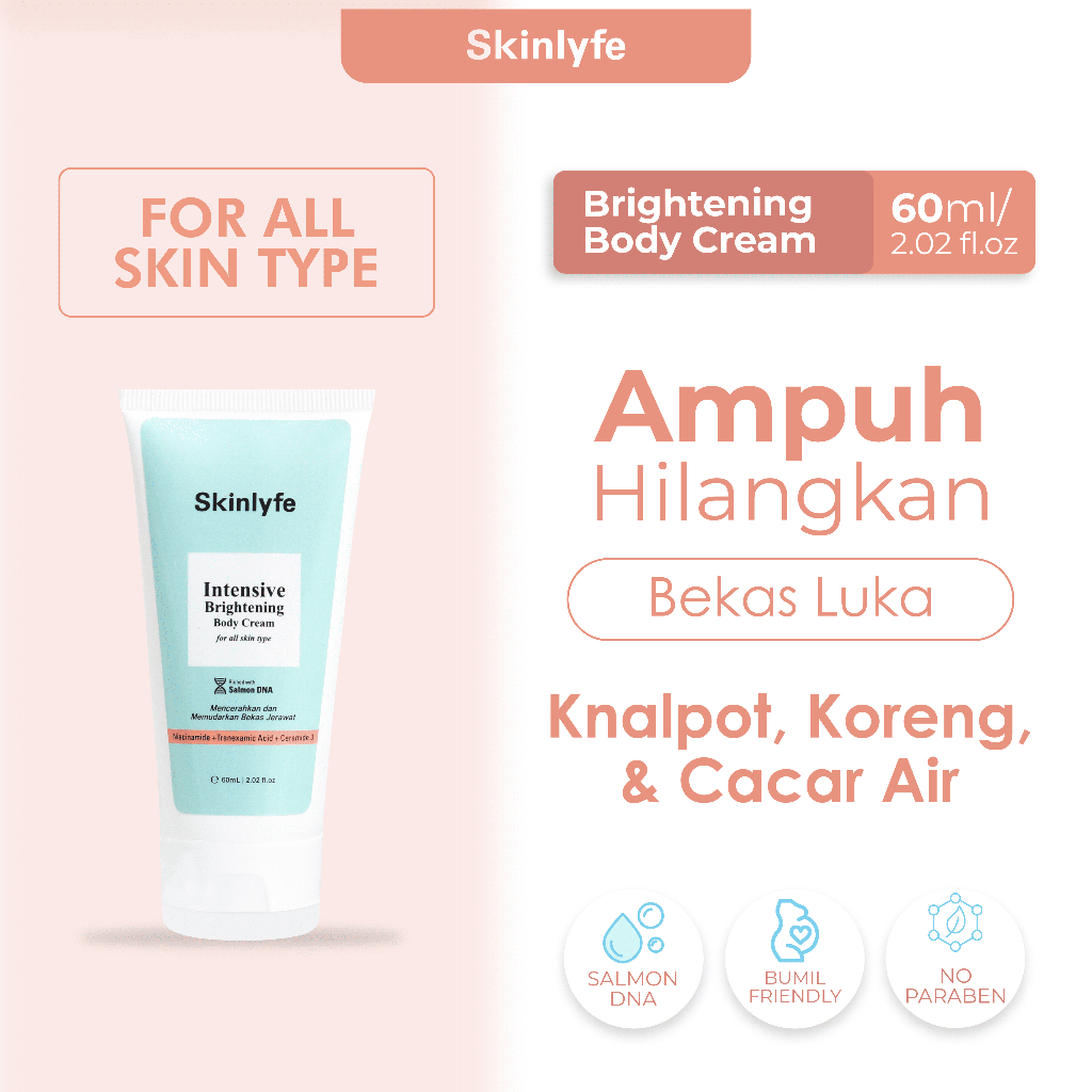 Skinlyfe Penghilang Bekas Luka Koreng Pemutih Badan Belang Salep Bekas Luka Eksim Cream Bekas Luka