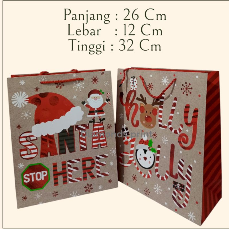 

Paperbag Natal 26x32Cm | Paper Bag Christmas Besar | Bungkus Kado Hampers Goodiebag Natal