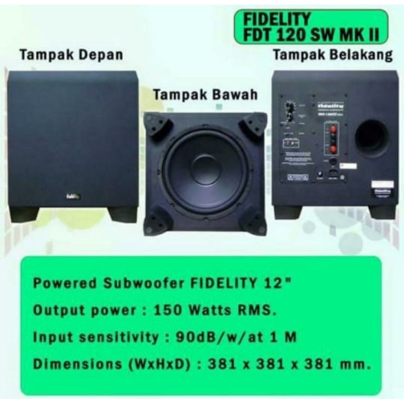 Subwoofer aktif fidelity 12 inch FDT120 Original aktif subwoofer