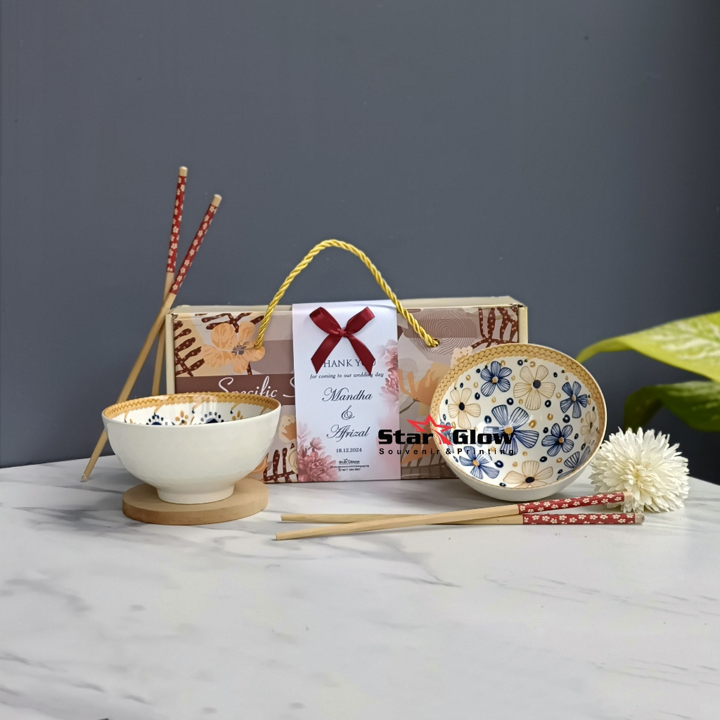 MANGKOK KERAMIK SET / ALL-IN-ONE / HAMPERS MANGKOK KERAMIK /SOUVENIR MANGKOK PERNIKAHAN/MANGKOK JAPA