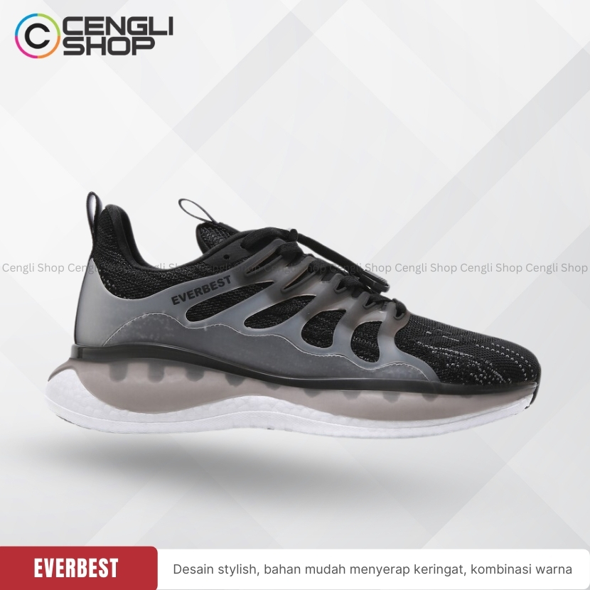 SEPATU EVERBEST SNEAKER KASUAL PRIA ORIGINAL SNEAKERS CASUAL KETS BRANDED ASLI ORI HITAM BLACK EM46