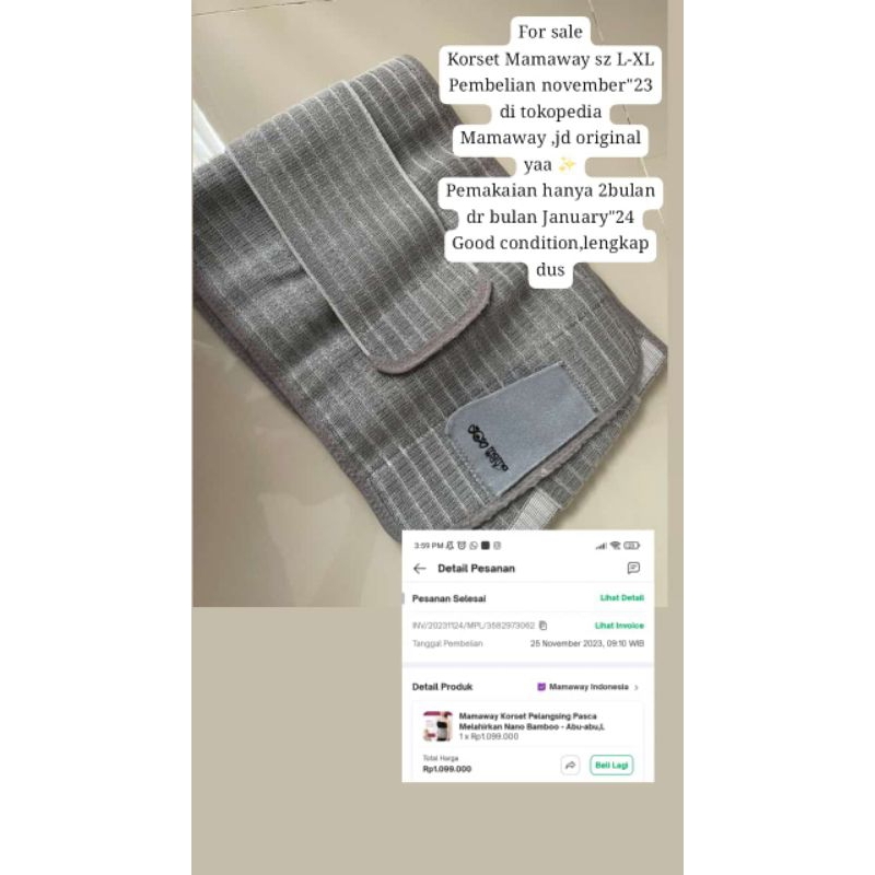 Korset mamaway original size L-XL /korset melahirkan/korset pelangsing