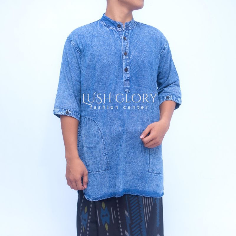 Baju Koko Jeans Kurta Premium Quality Koko Kurta Jeans Kemeja Koko Kurta Lengan Pendek