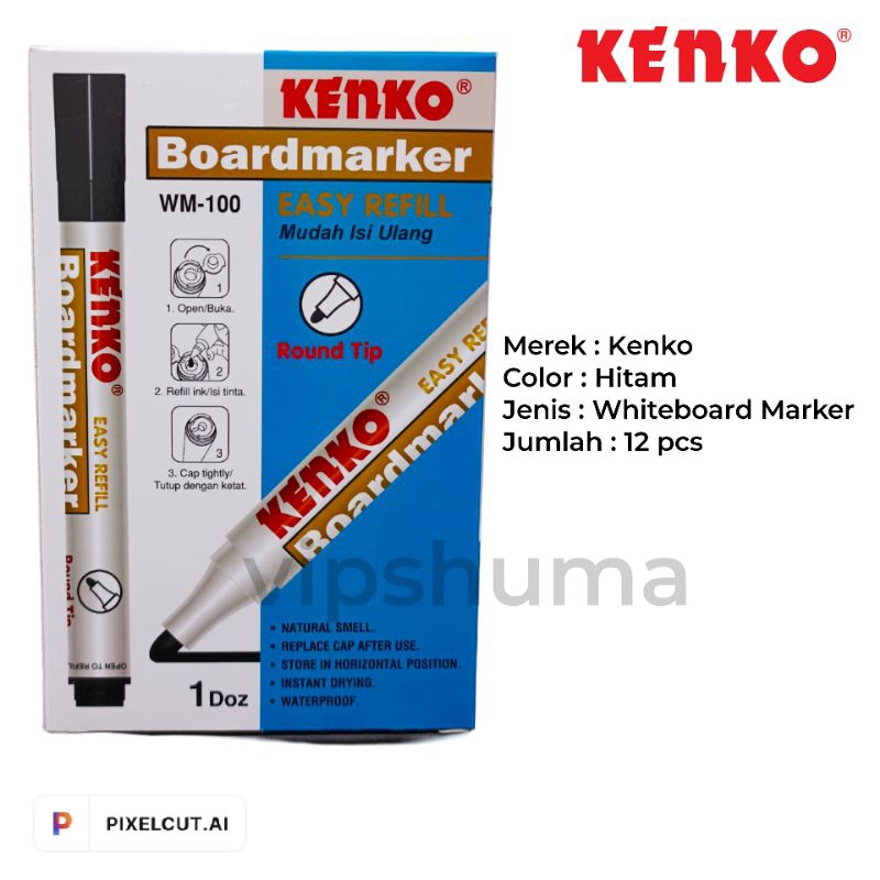 

SPIDOL HITAM WHITEBOARD FOR PAPAN TULIS KENKO WM-100 PER LUSIN 12 PCS
