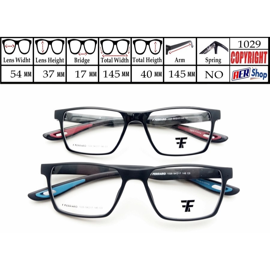frame kacamata original FERRARO sporty frame kacamata elegant stylis