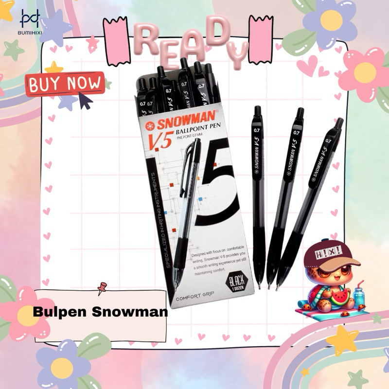 

Ready Stock Bulpen Snowman Warna Hitam Best Seller isi 1pack 12pcs
