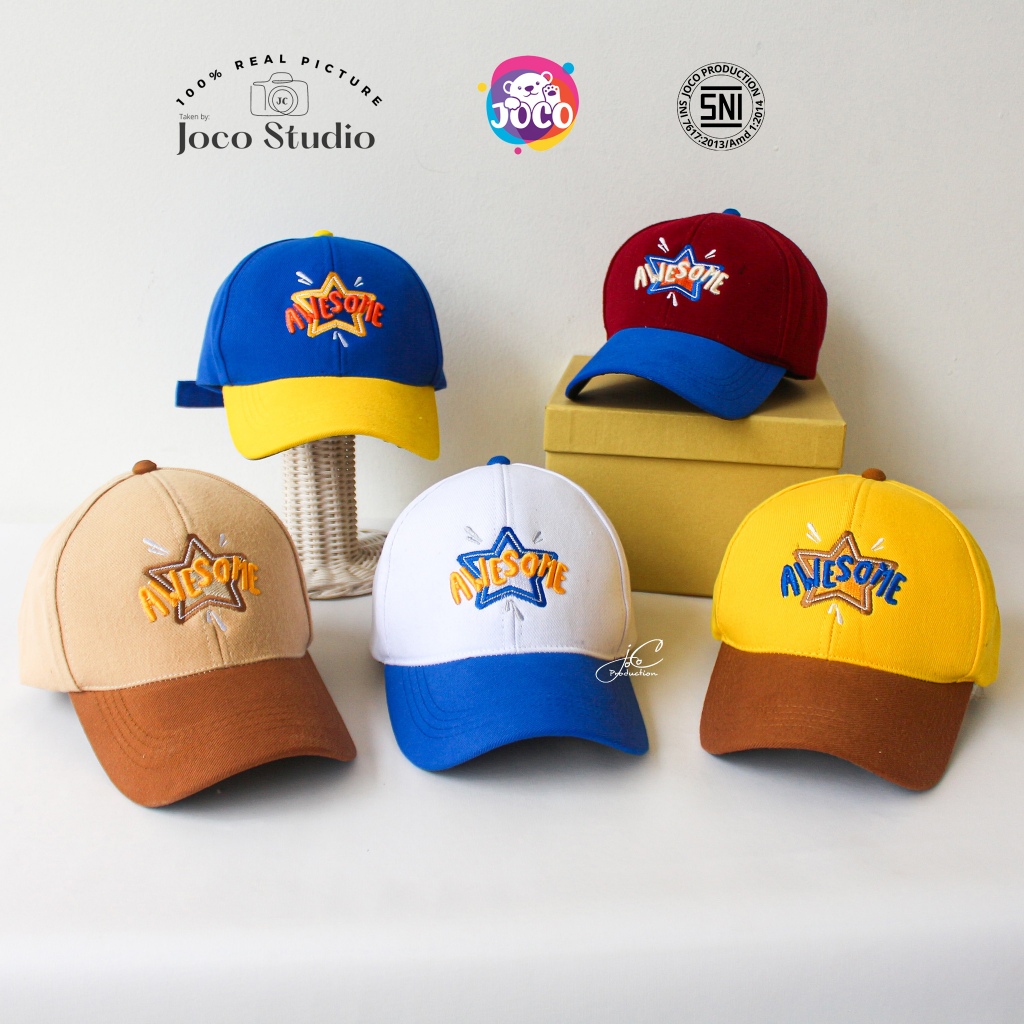 Jocoproduction - Topi Fashion Remaja Dewasa Unisex Topi Baseball Premium Bordir Awesome Star