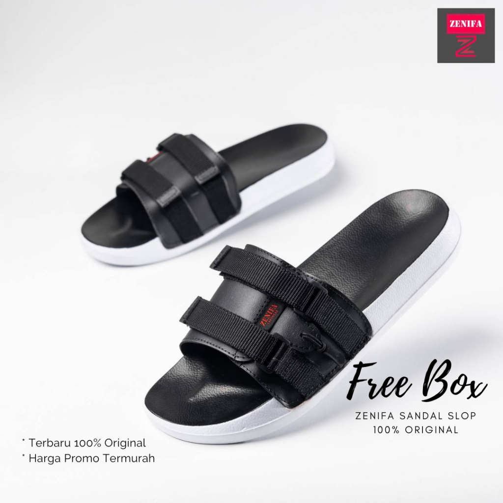 Sandal Slide Pria Sandal Selop Pria Sandal Pria Hitam 100% Original Zenifa