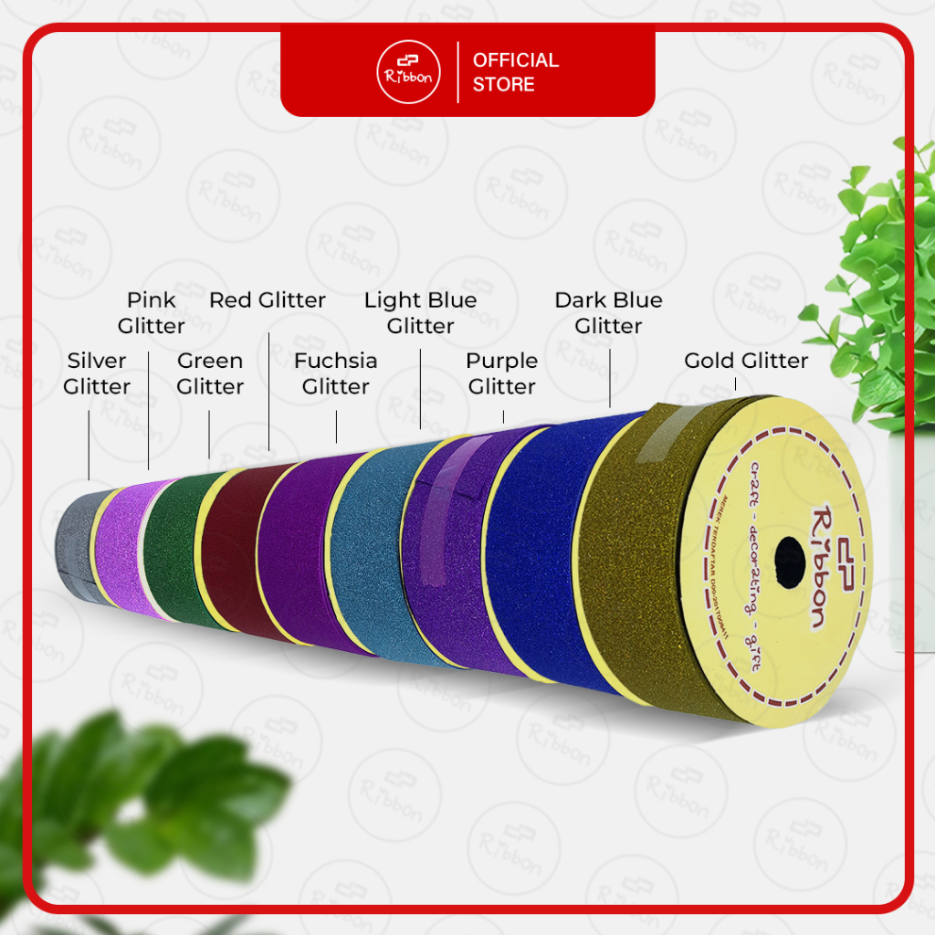 

Pita Kado GLITTER 1.5" Pita Jepang 4cm Pita Rol Plastik 38mm RIBBON Kilap Kerlip Metalik Gliter